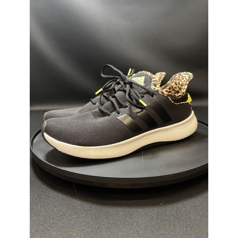 Adidas Cloudfoam Pure Running Shoes Womens 11 Sneaker Leopard Mesh Black IG3150